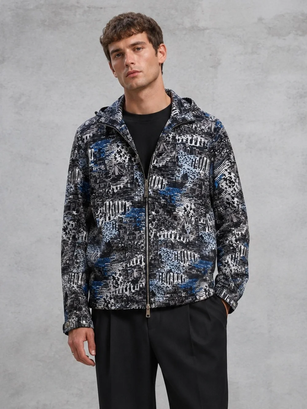 Burberry Boat Harbor Print Nylon Hooded Jacket Rare Novelty Coastal 🌊⚓️ Men’s 52